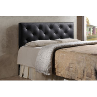 Baxton Studio BBT6431-Black-HB-Queen Baltimore Faux Leather Upholstered Headboard